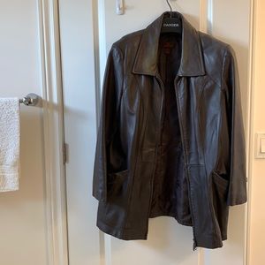 Brown leather jacket